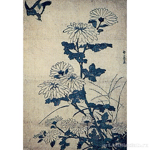 Хризантемы и птичка