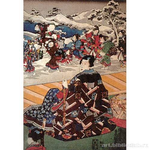 Мицуудзи любуется игрой в снежки