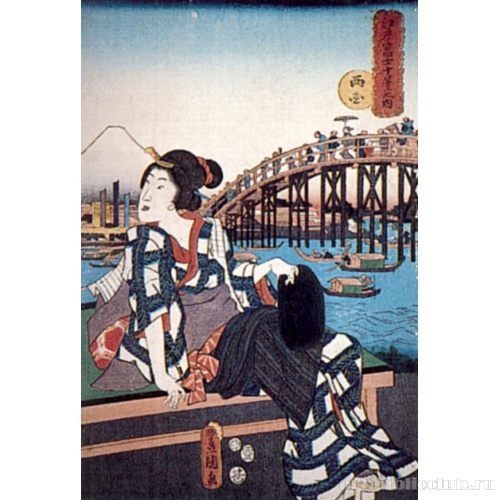 Мост Регоку (из серии «Десять видов горы Фудзи в Эдо»)