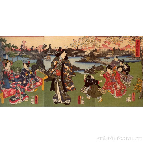 Современный Гэндэи любуется цветущей сакурой