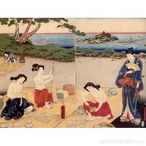 Приготовление раковин-аваби ныряльщицами из Исэ