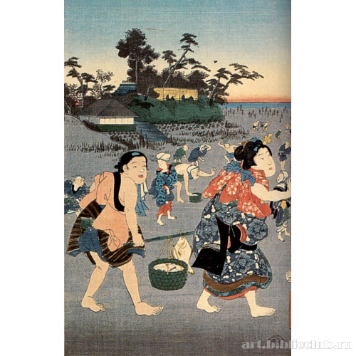 Собирание раковин в местности Яеи в Эдо во время отлива