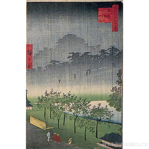 Вечерний дождь в Акасака Кирибатакэ (из серии «Восемь знаменитых видов Эдо»)