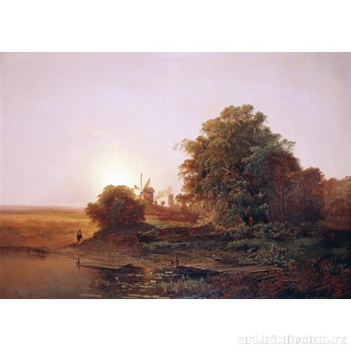 Летний пейзаж с мельницами