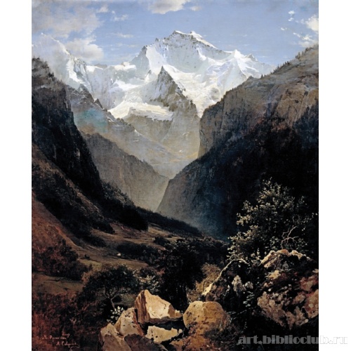 Вид в швейцарских Альпах. Гора Малый Рухен