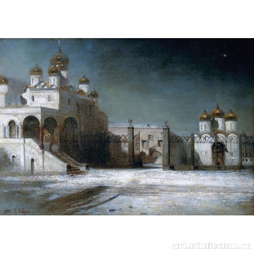 Соборная площадь в Московском Кремле ночью