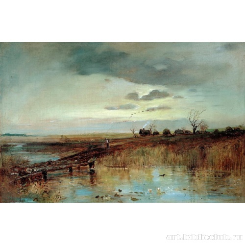 Осень. Деревушка у ручья