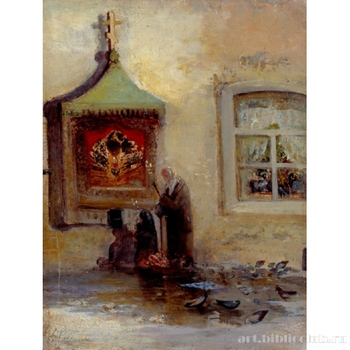 У иконы. Богомольцы