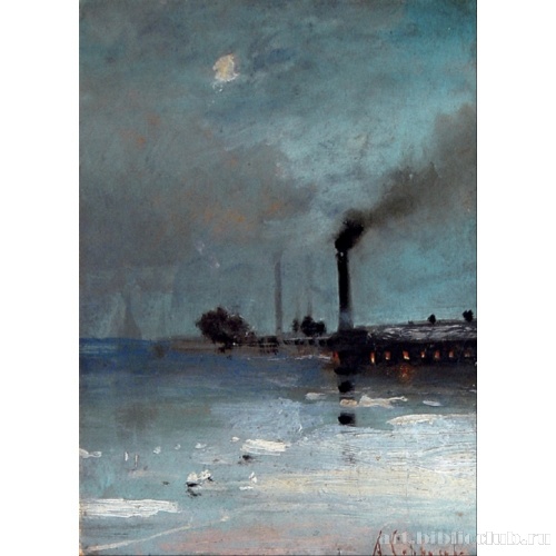 Ледоход. Пейзаж с фабрикой