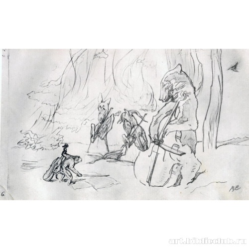 Иллюстрация к басне И. Крылова «Квартет»