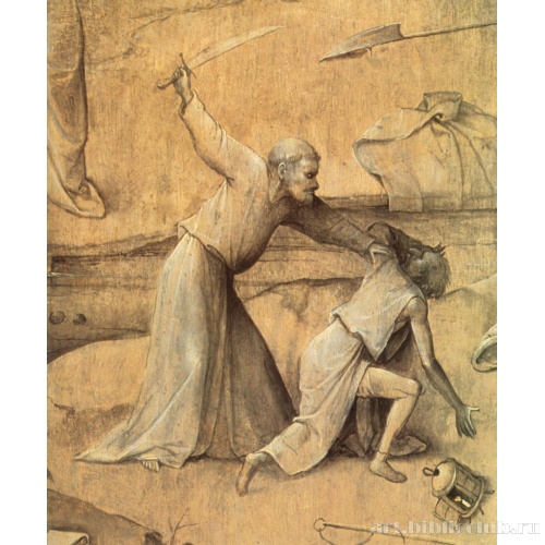 Искушение святого Антония. Триптих. Внешняя сторона левой створки. Фрагмент