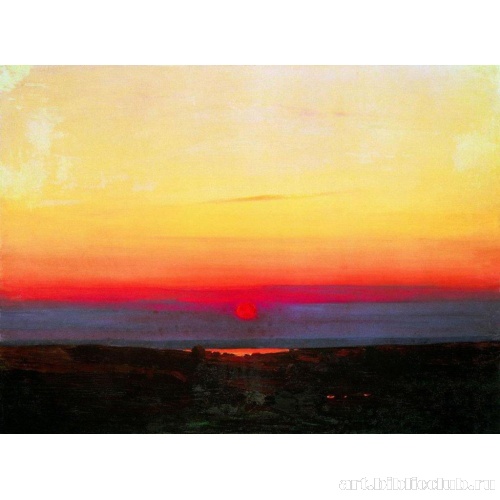 Закат в степи на берегу моря