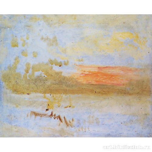 Закат, вид со стороны берега с волнорезами