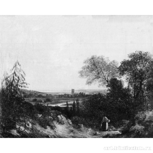 Пейзаж с церковью вдали