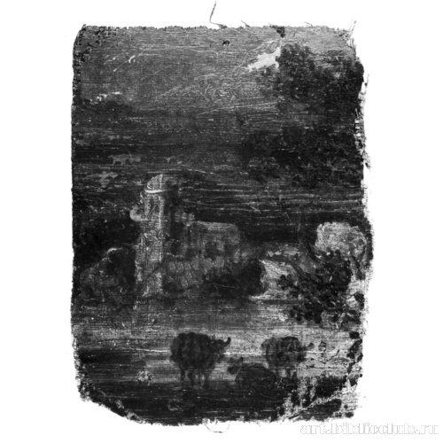 Развалины церкви у реки, на переднем плане замок