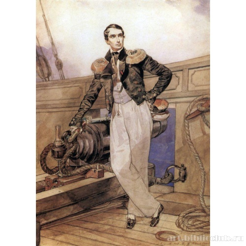 Портрет В. А. Корнилова на борту брига «Фемистокл»