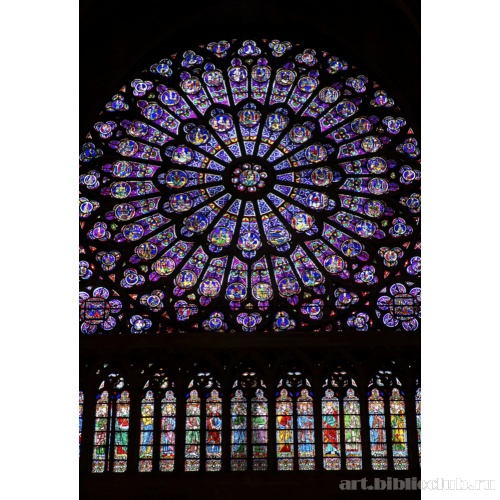 Собор Парижской Богоматери. Витраж-роза северного трансепта собора