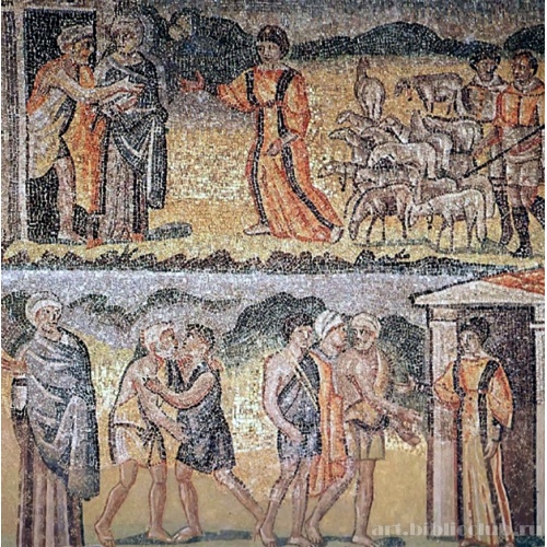 Рахиль приводит Иакова домой. Встреча Иакова с Лаваном. Неф