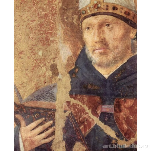 Полиптих св. Григория, правая доска, св. Бенедикт. Деталь