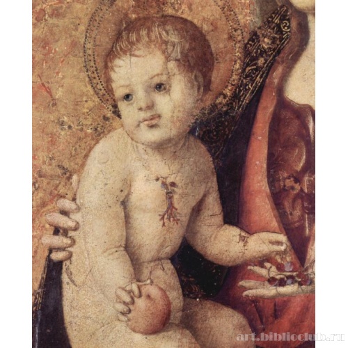 Полиптих св. Григория, центральная часть, Мадонна на троне. Деталь: младенец Христос