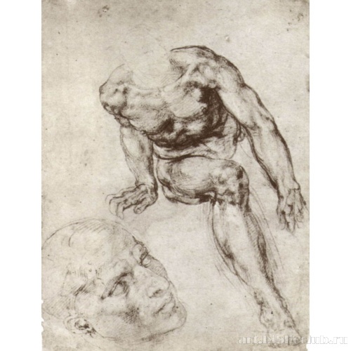 Сидящий обнаженный и этюд  головы