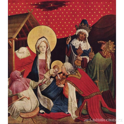 Алтарь св. Фомы. Поклонение волхвов. Фрагмент правой внешней створки, сцена вверху