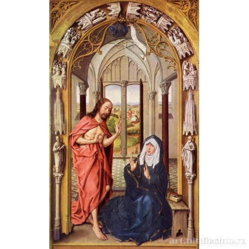 Алтарь Богородицы, правая створка. Сцена явления Христа Марии