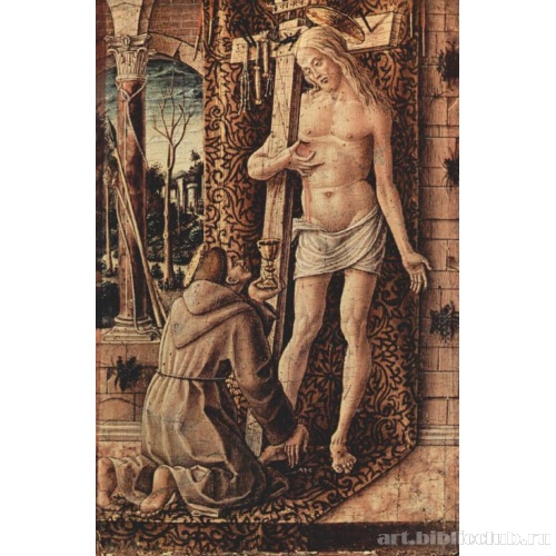 Св. Франциск Ассизский собирает кровь, каплющую из ран Христа