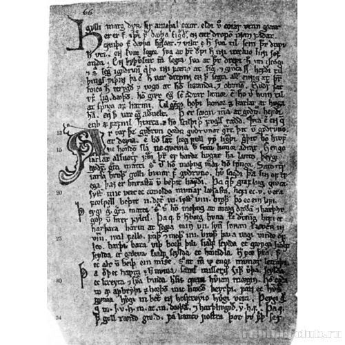 Страница древней рукописи Старшей Эдды (Codex regius)